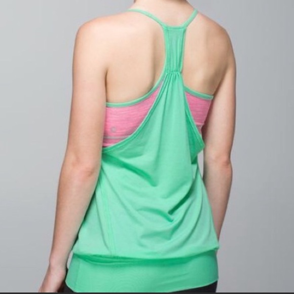 Lululemon - "No Limits Tank" - Light Green & Pink - Picture 3 of 7